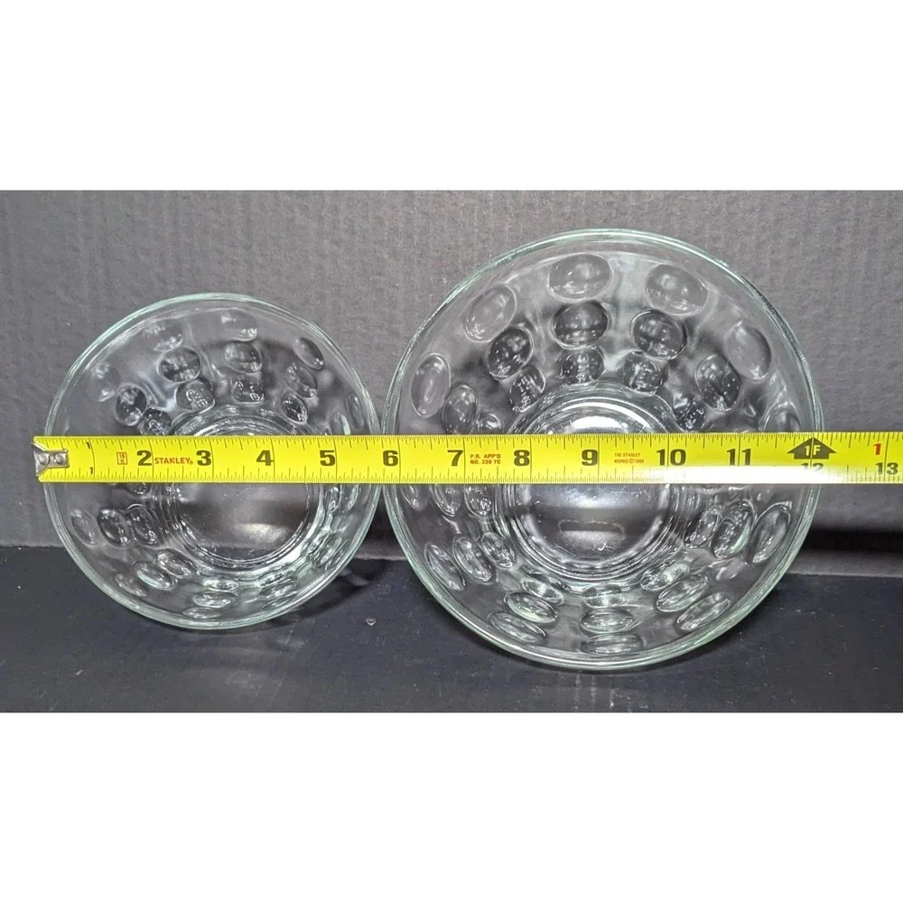 Vintage Hazel Atlas Raised Dot Nested Mixing Bowls Clear Set of‎ Five